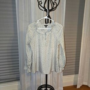 BANANA REPUBLIC Women Thin Polka Dot Polyester Blouse Ruffle Dots XS
